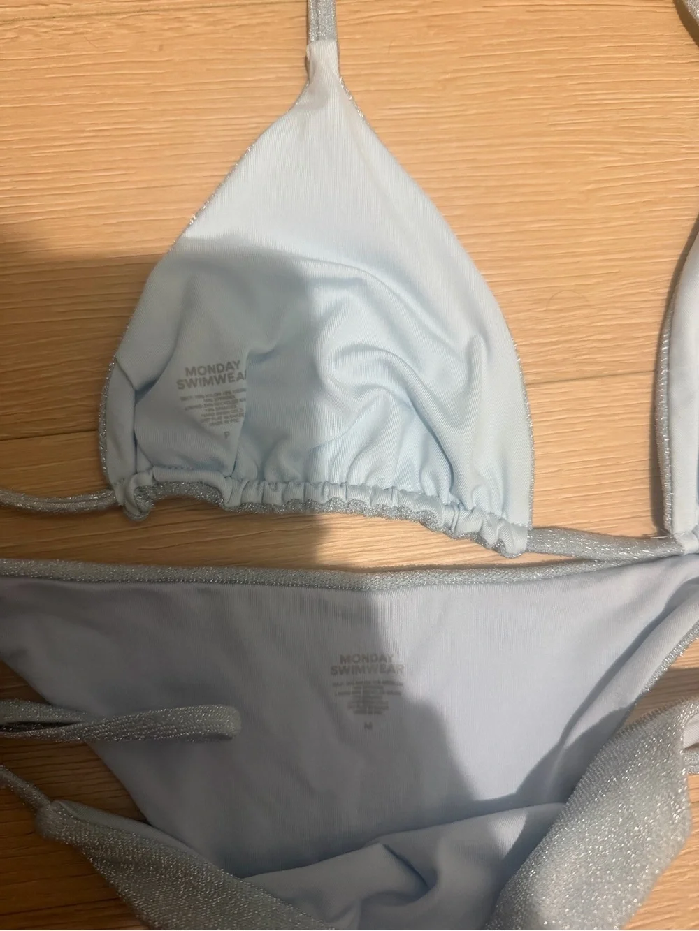 Monday Swimwear Light Blue Shimmer Tie-Side Bikini